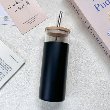 竹盖玻璃吸管瓶 400ML